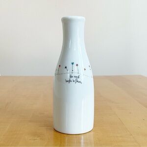 Natural Life Bud Vase “The Earth Laughs in Flowers” Mini Ceramic Vase 5.5” Quote